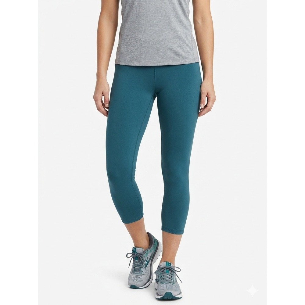 Fabletics Teal Blue Leggings Mid Rise Capri Cropped Workout Yoga Medium
